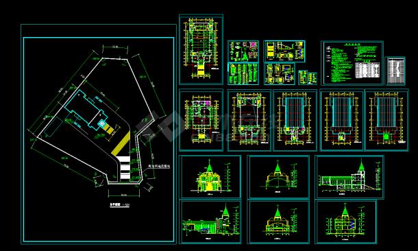 某基督教会全套建筑施工装修cad平面设计图_仿古建筑_土木在线